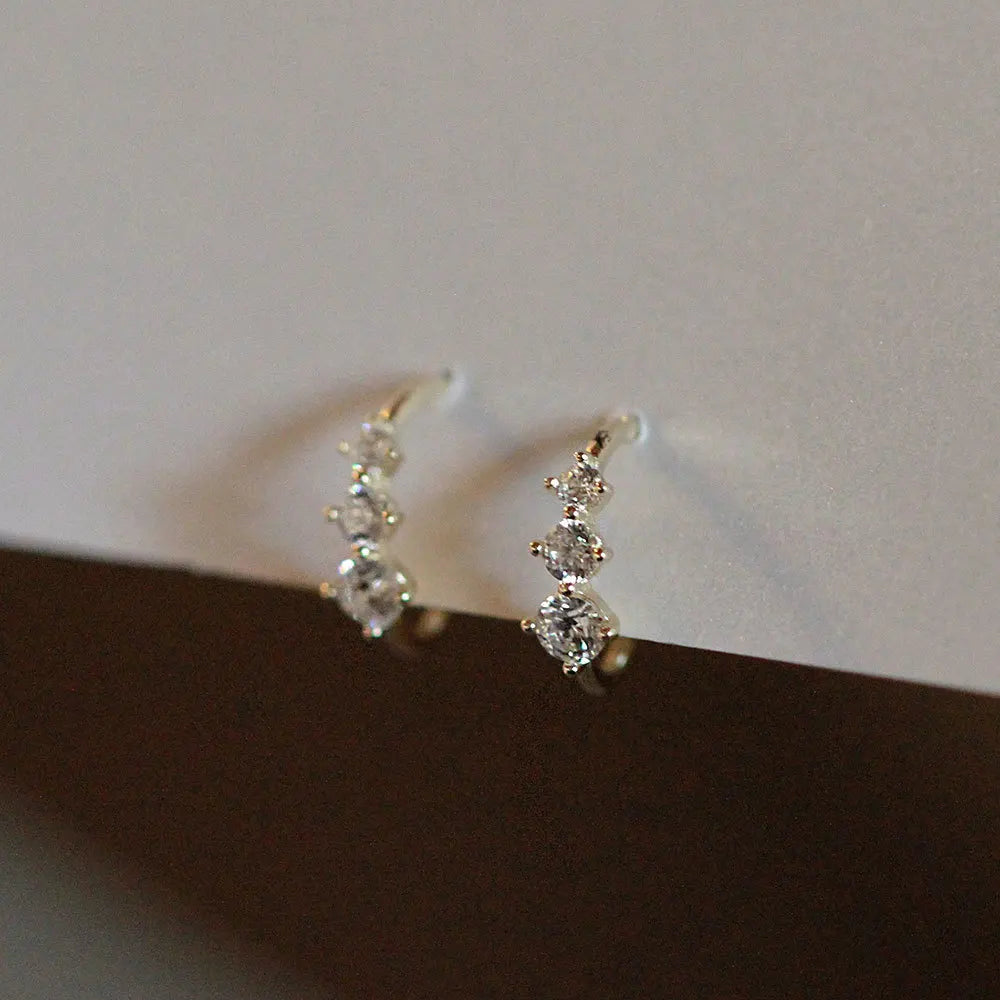S925 Sterling Silver Plated 18k White Gold Crystal Stud Earrings Zircon Diamond Ear Clips For Women Bridal Wedding Jewelry