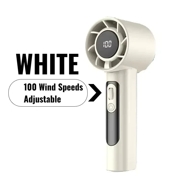 Lenovo Handheld Fan 100 Speeds Adjustable USB Rechargeable Mini Turbo High Speed Cooling Fan for Outdoor Travel Office Home New