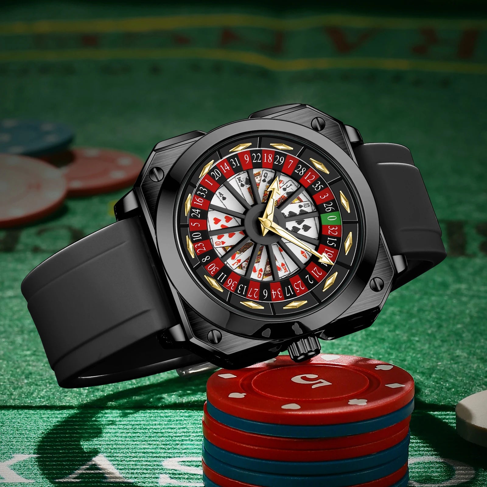 VA VA VOOM Brand Quartz Movement Men Watch 42mm Square Silver Black Silicone Clock Creative Rotating Compass Military Men Watch