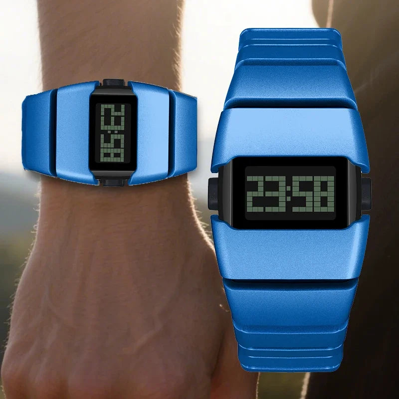SHIYUNME Fashion Men's LED Electronic Watch Plastic Material Creative Design Unique Watch Man Casual Sports Waterproof Watch