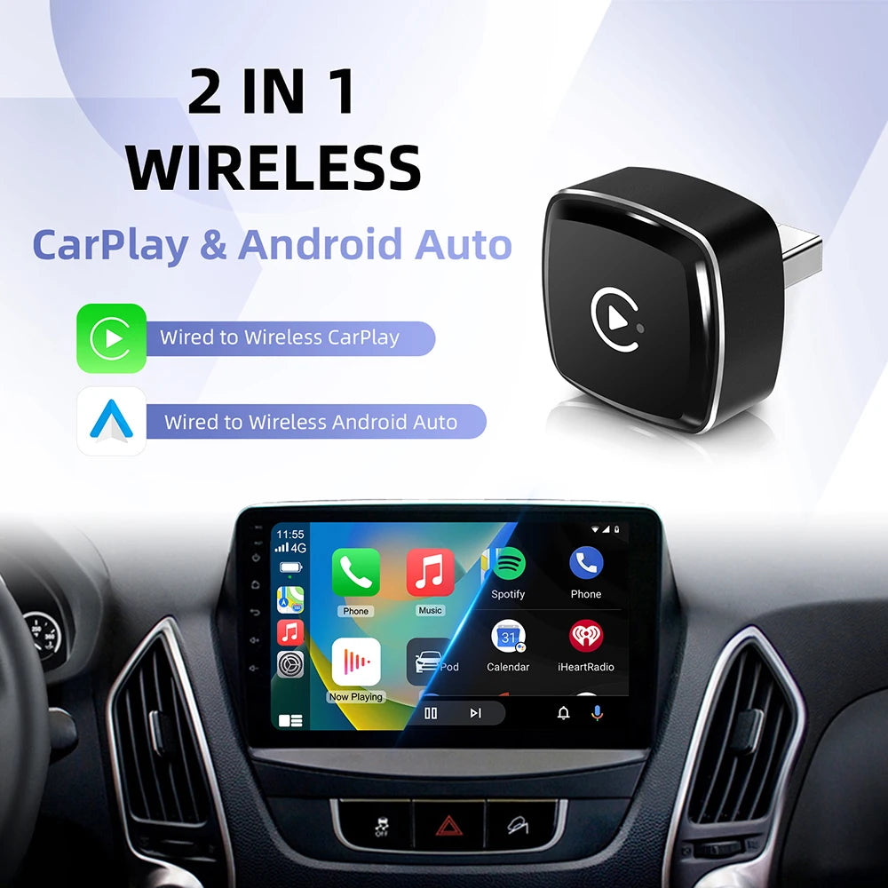 Smallest LEXXSON Wireless CarPlay Adapter MINI Ultra Android Auto Box USB Dongle Plug and Play for OEM Car Seamless Connection