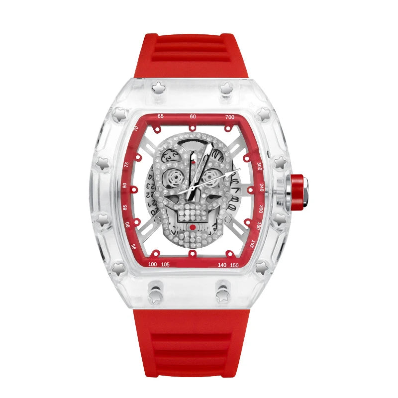 Luxury Quartz Men’s Wristwatch  Male Watch for Man Watches Trend Transparent Ghost Head Waterproof Skull