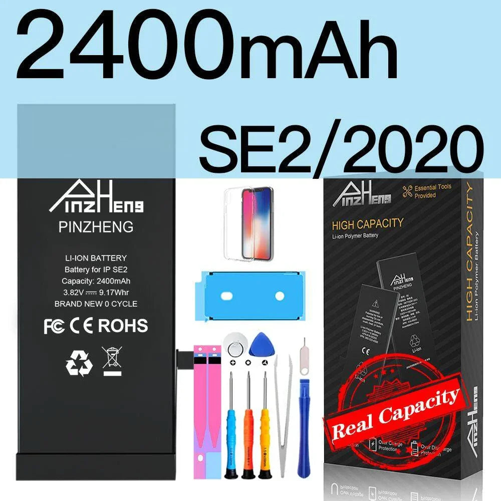 PINZHENG Real High Capacity Battery For iPhone 5S SE 6 6S 7 8 Plus X Xr Xs Max Phone Replacement Bateria Warranty One Year