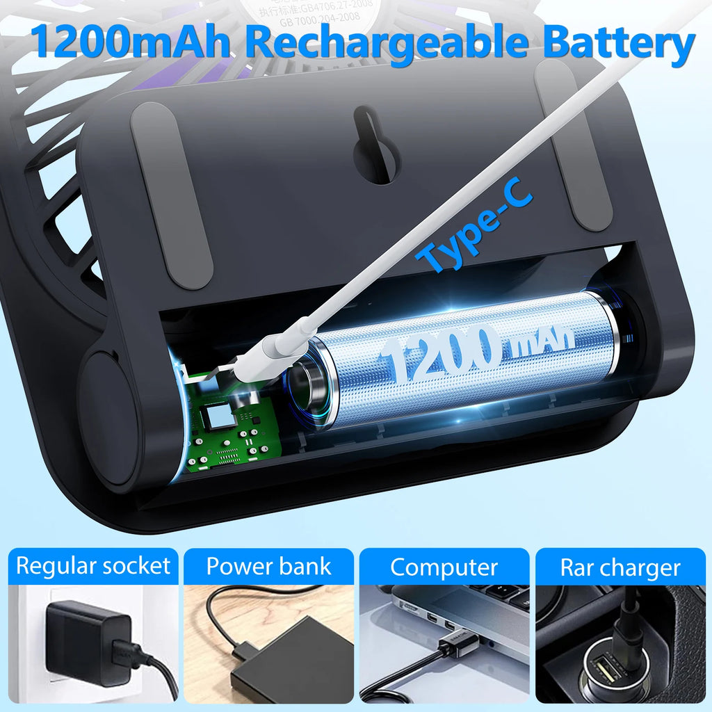Eary Portable Magnetic Fan With 1200mAh Battery Usb Rechargeable 180 Adjustable 4 Speed Wind Personal Ultra-thin Air Cooling Fan
