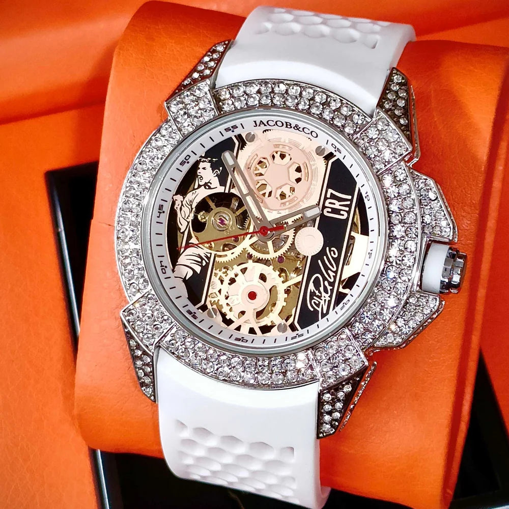 TOP Very Hot Jacob & Co Original Brand Watches For Mens  Full Diamond Automatic Mechanical Wristatch High Quality AAA Clocks