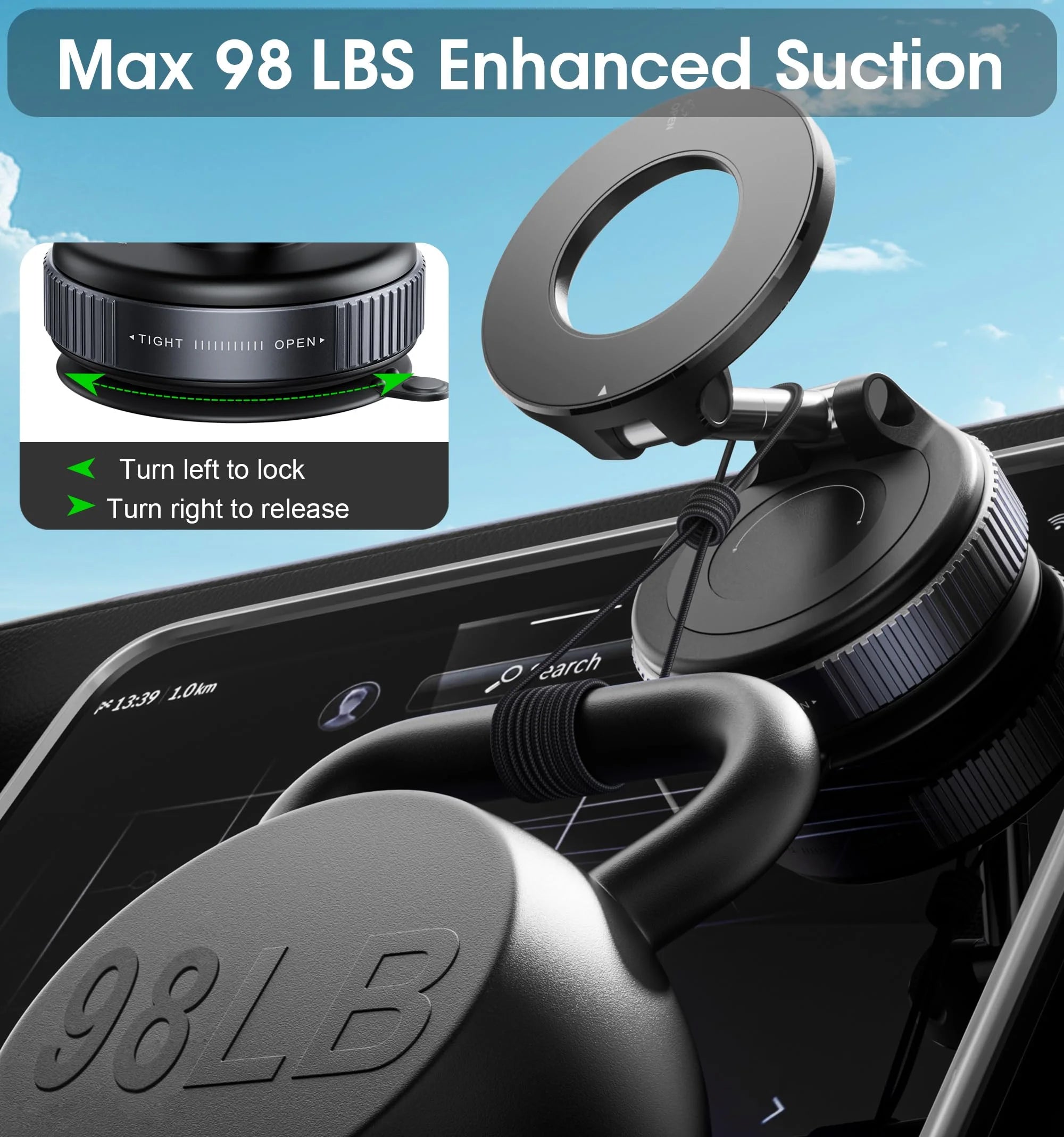 New Vacuum Magnetic Car Phone Holder with 360° Rotation &Foldable Design Strong Magnetic Absorption For iphone 12 13 14 15 16 17
