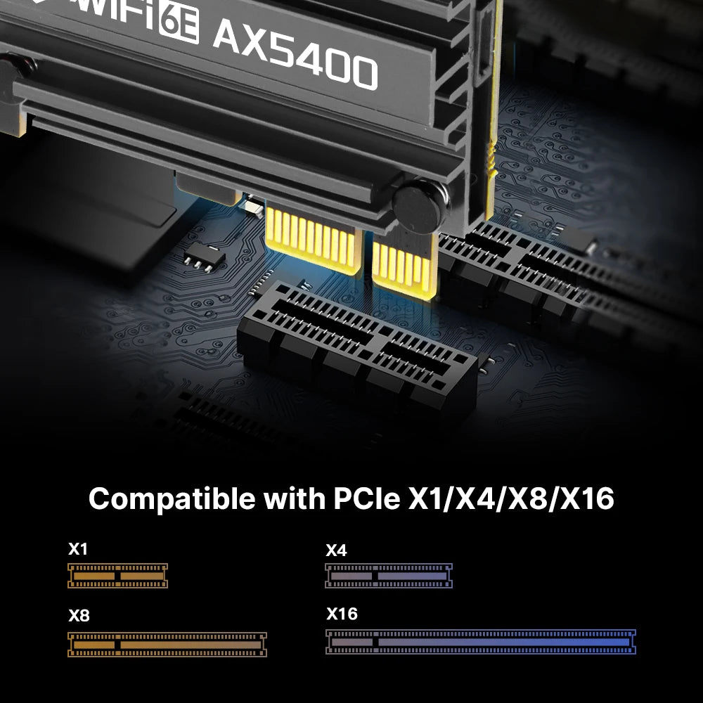 FENVI WiFi6E MT7922 AX5400 PCIE Adapter BT 5.3 Tri Band 2.4G/5Ghz/6Ghz 802.11AX Network Card Wireless Receiver For PC Win 10/11