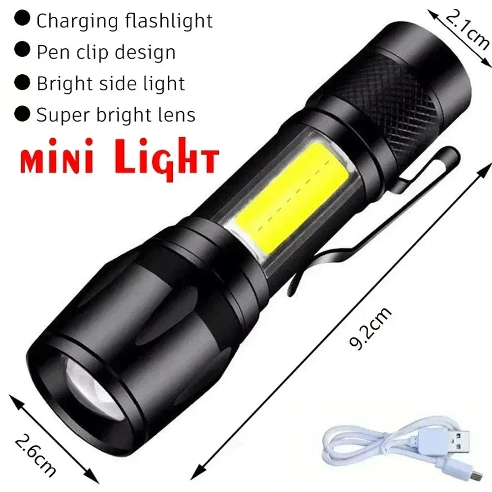 High Strong Power Led Flashlights 300000LM Tactical Torch with Display Light USB Charging Camping Fishing Defensa Zoom Lantern