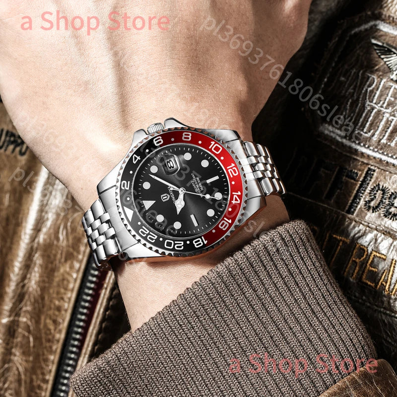 Luxury Quartz Men Watch Waterproof Luminous Date Man Watch Stainless Steel Business Wristwatches Male Clock Reloj+Box