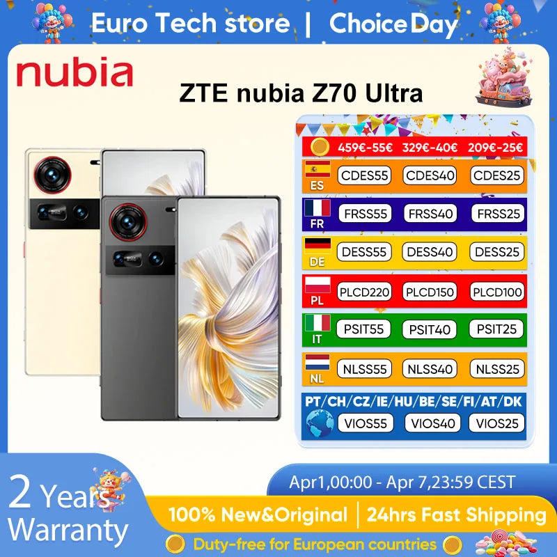 Nubia Z70 Ultra Smartphone 5G 6.85'' 144Hz Full Display Camera 6150mAh Battery IP68 Waterproof NFC Global Version 100% New