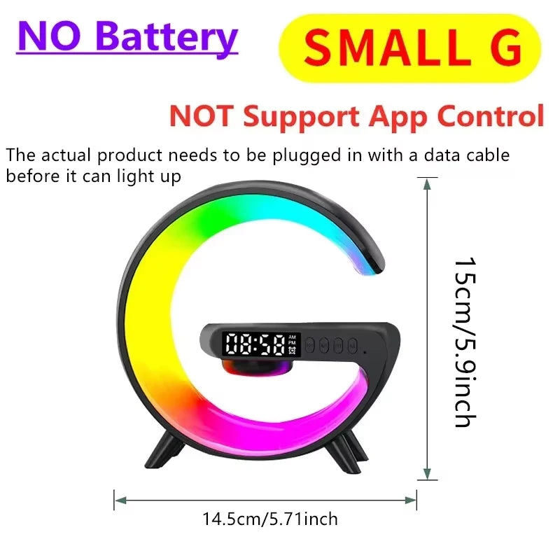 Universally Multi Functional Wireless Speaker with RGB Night Light Alarm Clock For iPhone  Samsung Xiaomi Charging Station