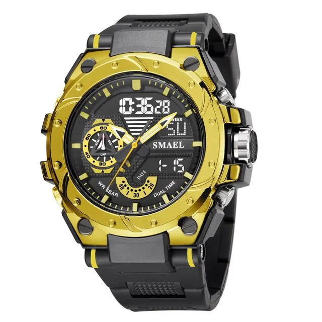SMAEL Sport Quartz Watches LED DisplayShock Resistant 50M Waterproof Alarm Clock Analog Digitals 8060 For Men