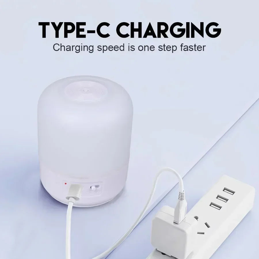 Bedside Table Lamp Touch Switch Three colors Light LED Night Dimming Atmosphere Table Lamp USB Rechargeable Torch for Kid Gift