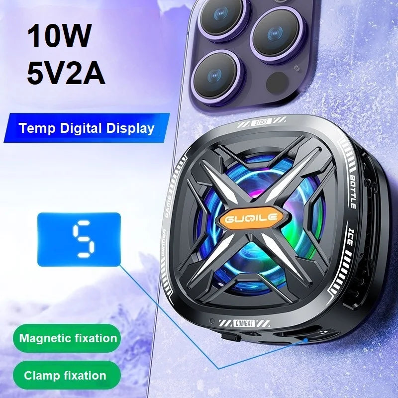 15w Strong Cooling FS05 Semiconductor Mobile Phone Radiator Cooler Fan 10w Digital Display Magnetic Back Clamp