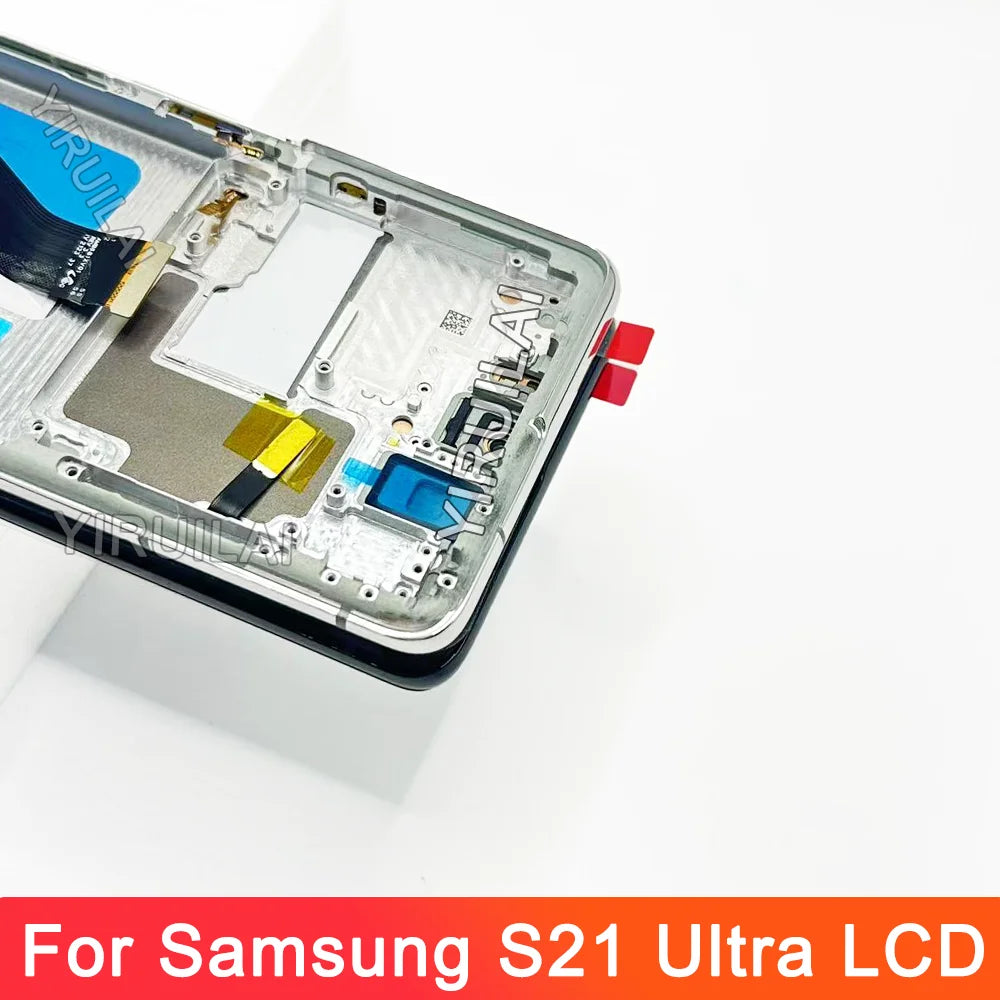 AMOLED S21 Ultra Screen with Frame for Samsung Galaxy S21 Ultra 5G G998B G998B/DS Lcd Display Touch Screen Digitizer Assembly