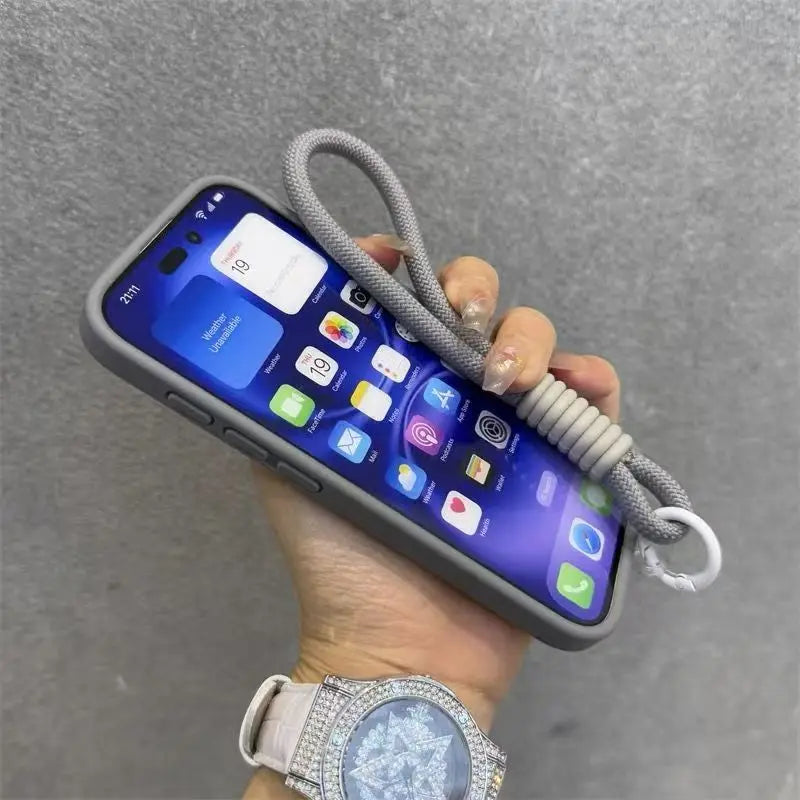 for Magsafe Candy Color Contrast Lanyard Case for iPhone 17 16 15 14 13 12 11 Pro Max Air With Magnetic Stand Holder Cases Cover
