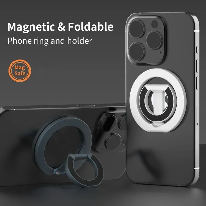 Double Magnetic Cell Phone Ring Holder For MagSafe iPhone 16 12 13 14 15 Series Removable Cell Phone Grip Kickstand