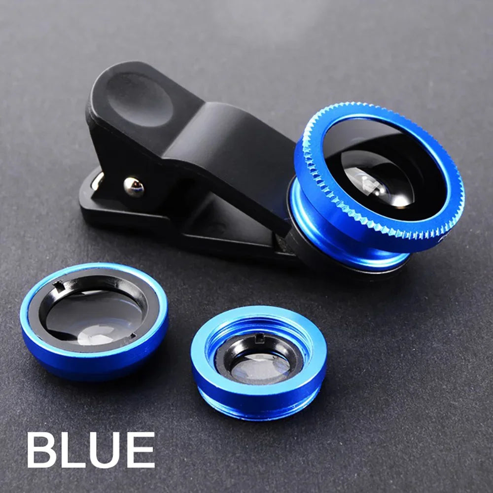 3In1 Mobile Phone Fish Eye Lens 0.67X Wide Angle Macro Lenses Camera Kits With Clip Universally Lens For iPhone 16 Xiaomi Huawei