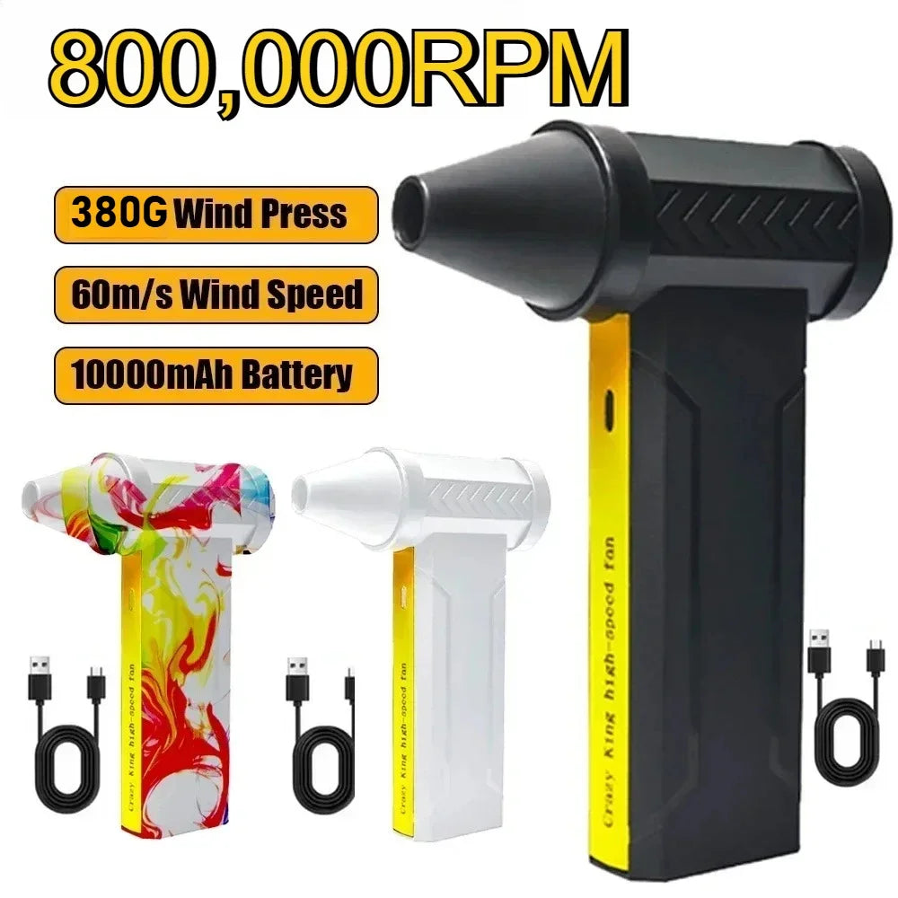 800,000RPM Air Blower Electric Turbo Violent Fan Brushless Motor High-Speed Turbo Fan USB Rechargeable Powerful Air Dust Blower