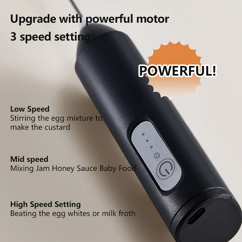 UPGRADED Electric Coffee Frother/MILK Whisk+Egg Beater MINI Food Blender USB Rechargeable Handheld Three Speeds Espresso Tools