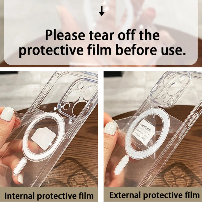 Magnetic Wireless Charger For Magsafe Transparent Case For iPhone 17 11 12 13 14 15 16 Pro Max Plus Shockproof Soft Bumper Cover