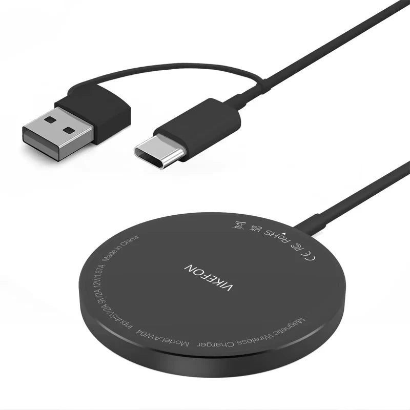 VIKEFON Magnetic Wireless Charger Pad USB Type C PD For Magsafe iPhone 17 16 15 14 13 12 Pro Max Fast Charging Dock Chargers