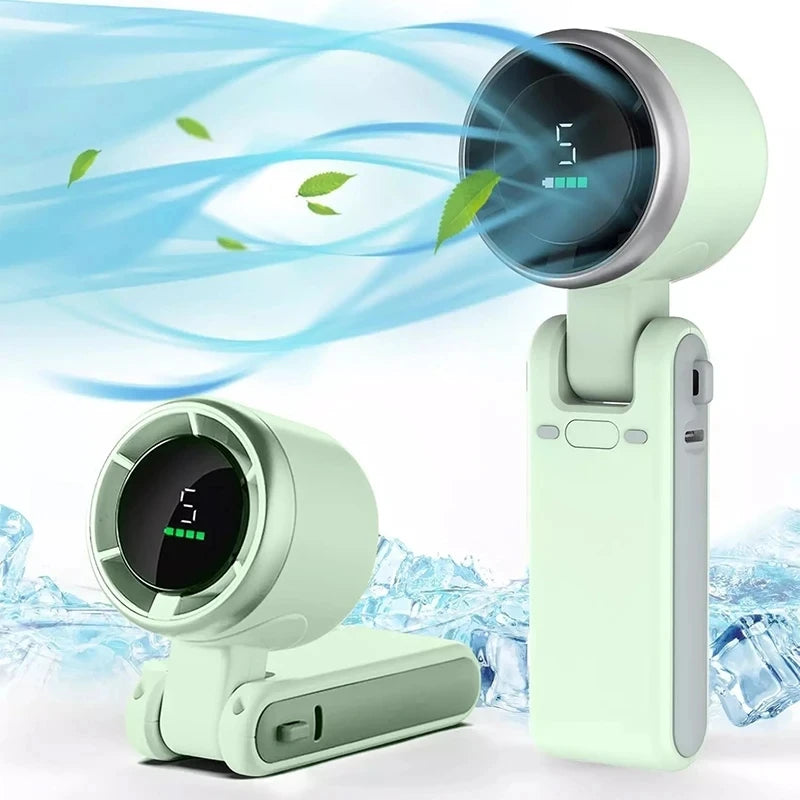 2026 NEW Handheld Turbo Fan Wearable Personal Desk Fan Small Mini Fan With Smart Digital Display Folding