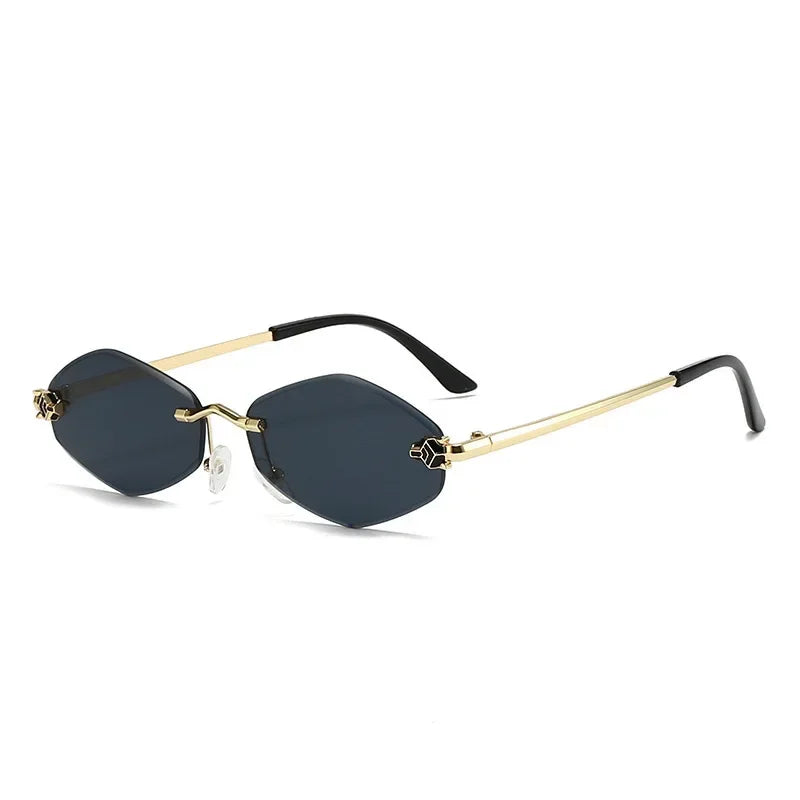 New Rimless Cut Edge Sunglasses Woman Diamond Personalized Sunglasses UV Protection Small Frame Vintage Metal Shades Eyewear