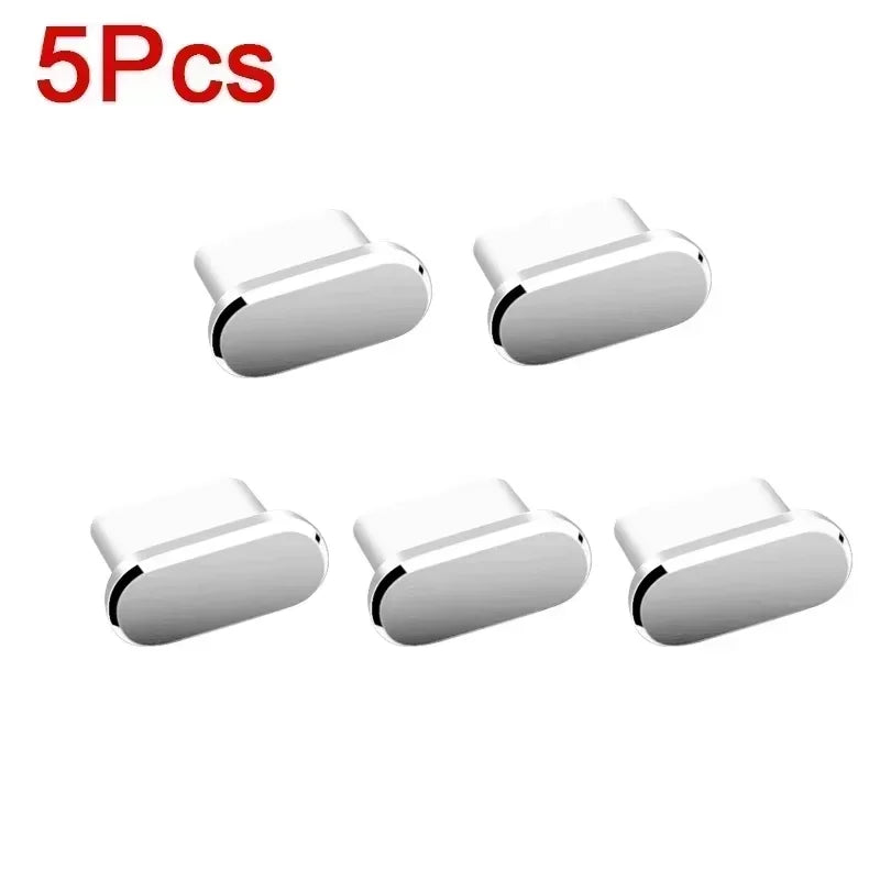 Type C Metal Dust Plugs for iPhone 16/16Pro 15/15Pro Max/15Plus - Cellphone Type C USB Charging Port Protector Caps 5/1PCS