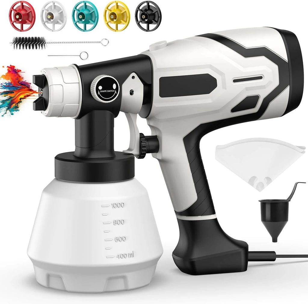 1000ML Electric Spray Gun 15000W Powerful HVLP Paint Sprayer 5 copper nozzles Auto Furniture Steel Coating Airbrush