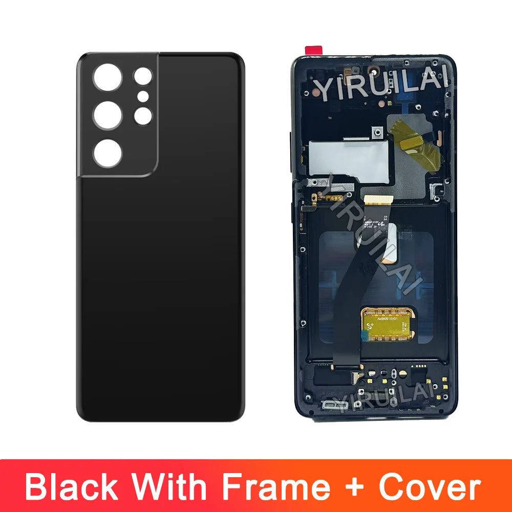 AMOLED S21 Ultra Screen with Frame for Samsung Galaxy S21 Ultra 5G G998B G998B/DS Lcd Display Touch Screen Digitizer Assembly