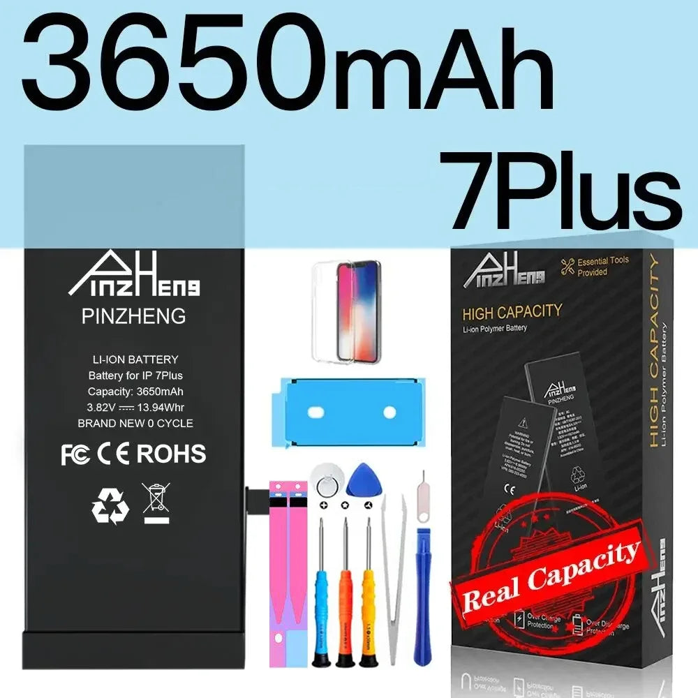 PINZHENG Real High Capacity Battery For iPhone 5S SE 6 6S 7 8 Plus X Xr Xs Max Phone Replacement Bateria Warranty One Year