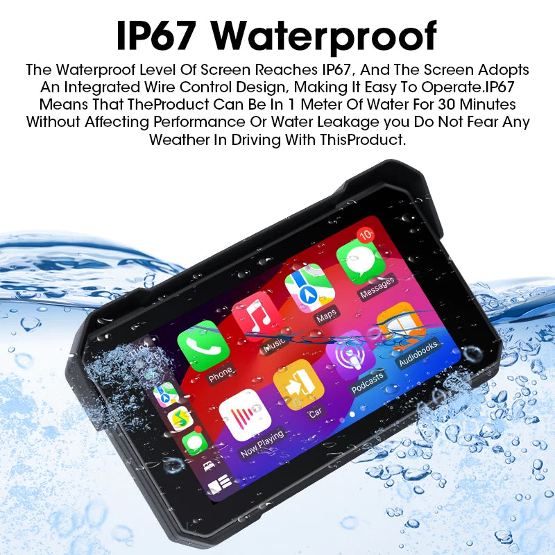 Jansite Motorcycle Display Screen Carplay Moto Navigation Portable Digital Dashboard Motobike Android Auto Waterproof BT Monitor