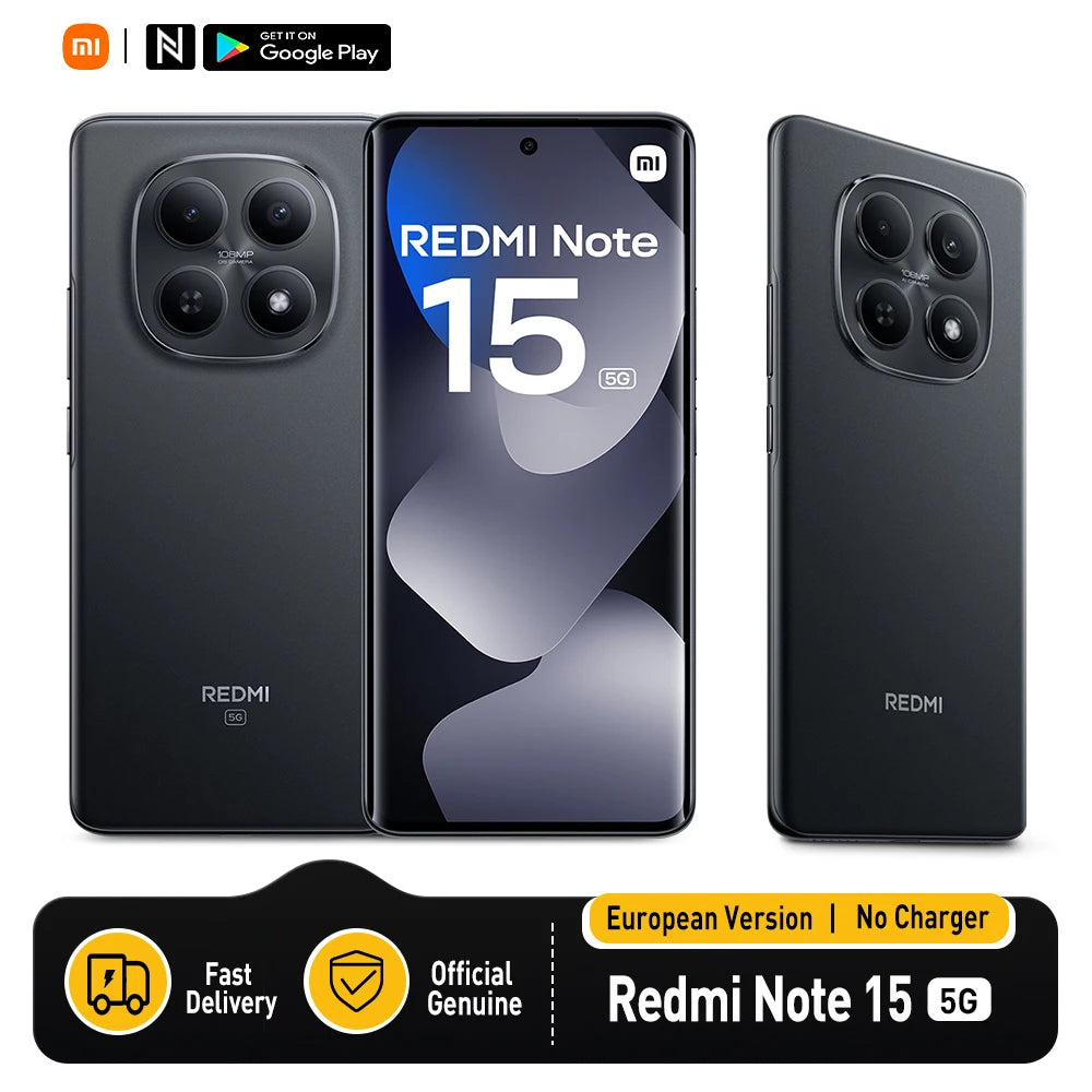 Xiaomi Redmi Note 15 5g European Version 8Gb 256Gb Snapdragon 6 Gen 3, 6.77" Amoled Display, 120Hz,108Mp Ois Camera, 5520Mah, Ip65, Nfc
