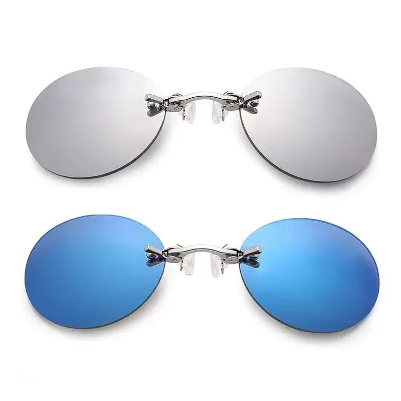 1-2PCS Clip On Nose Glasses Round Rimless Matrix Morpheus Sunglasses Mini Frameless Vintage Men Eyeglasses