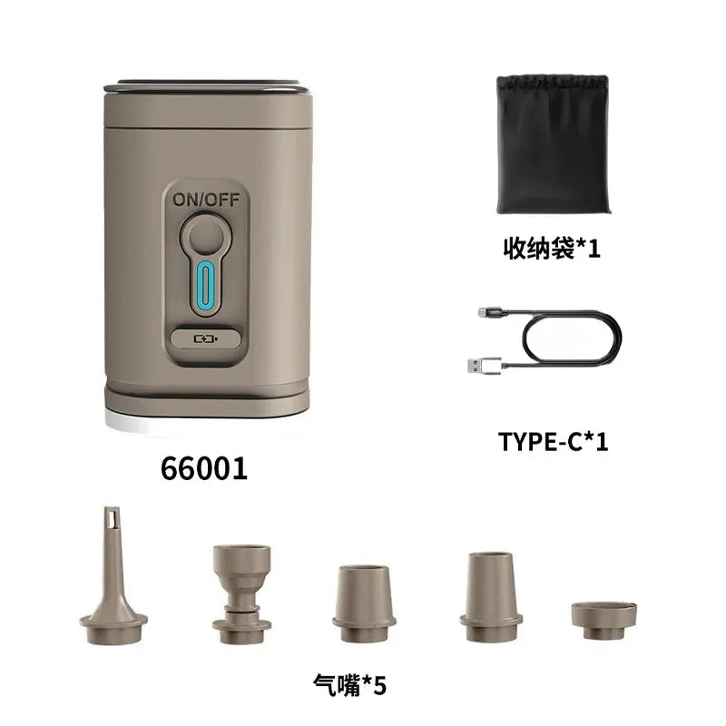 YIJU 3 in 1 Electric Air Pump with Lights Mini Wireless Air Compressor USB Charging Inflator/Deflator Pumps for Outdoor Camping