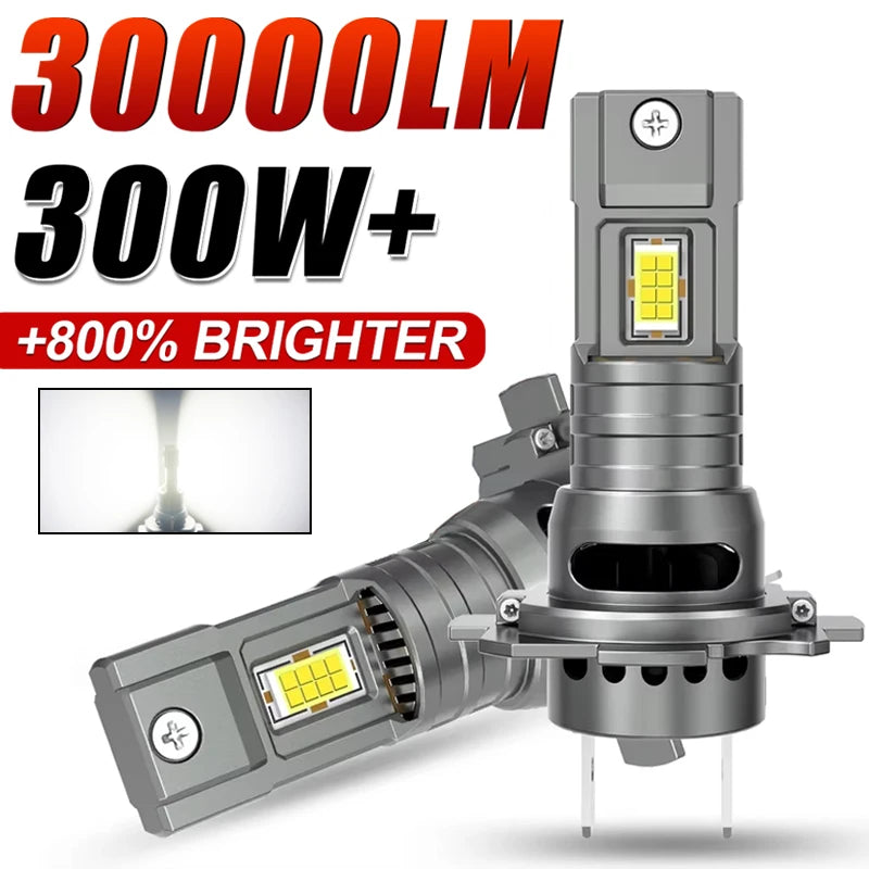 H7 LED Headlight CANBUS 30000LM 7035 CSP Chips 1:1 MINI Size Plug and Play Auto Lamp 6000K Wireless Turbo Fog Light With Fan 12V