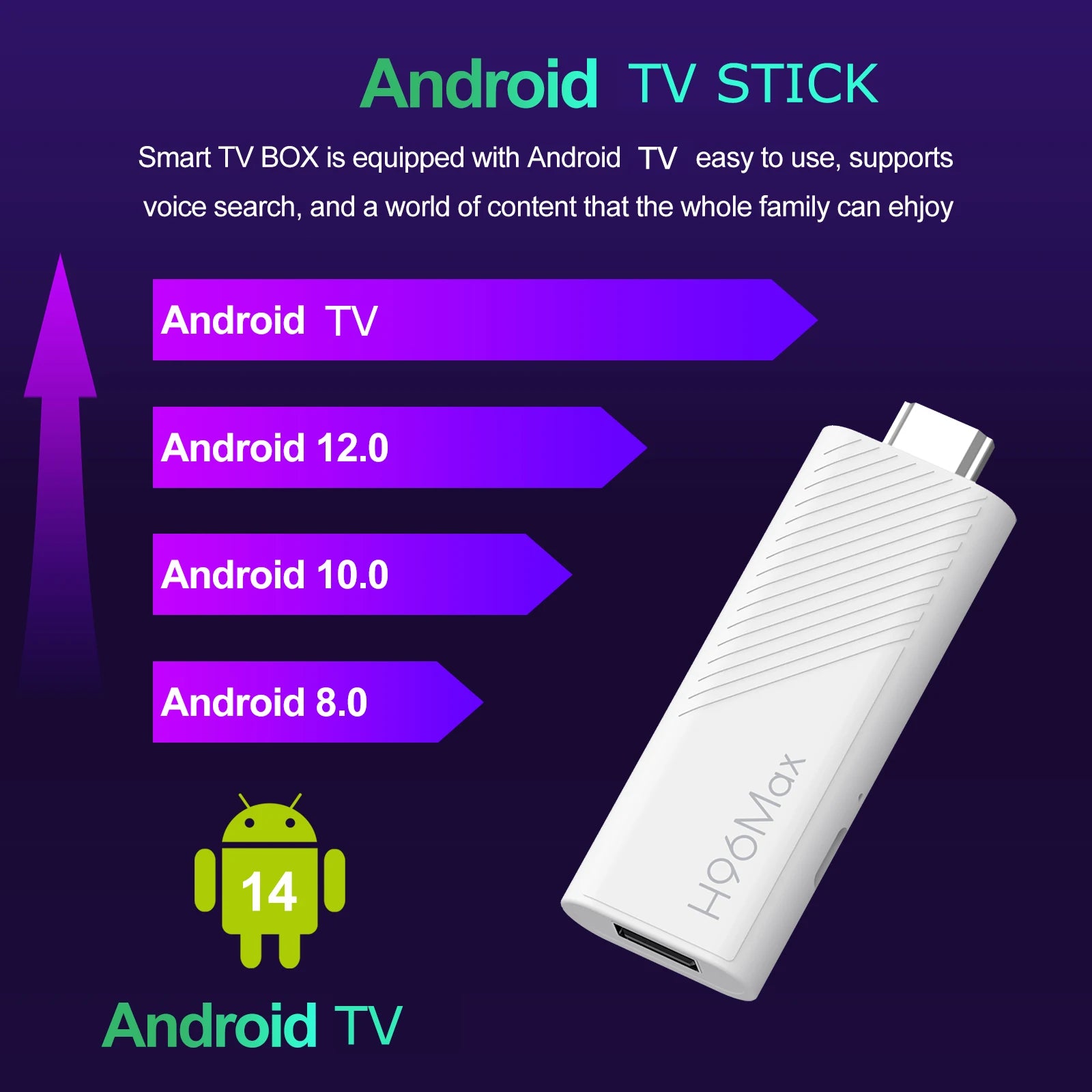 H96 Max H313 Android TV Stick Allwinner Quad Core 4K Wifi6 BT Voice Assistant Remote Game Media Player Smart TV Box