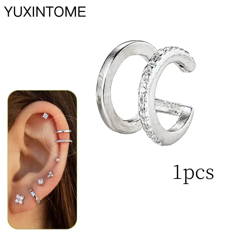 1PC Punk Ear Cuff Plated 24K Gold/925 Silver Conch Clip Earrings For Women Climbers No Piercing Fake Cartilage Earrings
