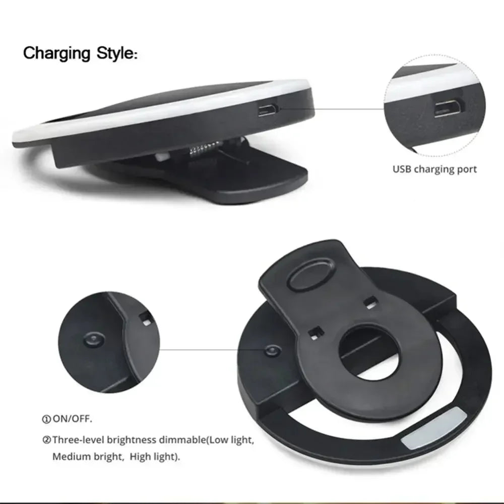 LED Selfie Ring Light Mobile Phone Clip-On Lamp Portable USB Charge LED Selfie Light Ins Flash Light Photo Camera For Smartphone