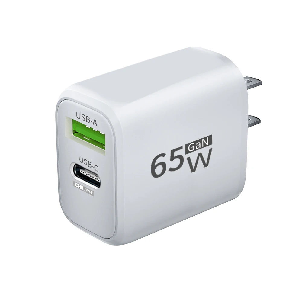 USB Charger 65W GaN Type C Fast Charging PD Power Adapter Quick Charger 3.0 For iPhone 15 Xiaomi POCO Samsung Oneplus