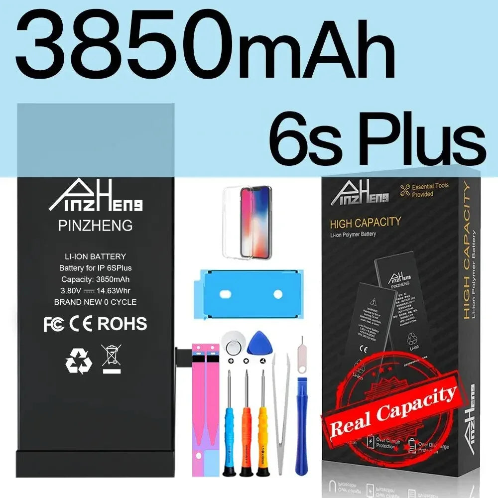 PINZHENG Real High Capacity Battery For iPhone 5S SE 6 6S 7 8 Plus X Xr Xs Max Phone Replacement Bateria Warranty One Year