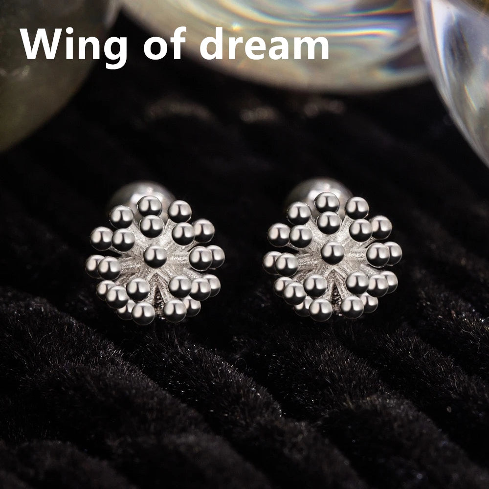 925 Sterling Silver Earrings Dandelion Beads Earrings Ladies Elegant Fashion Wedding Party Jewelry Gift