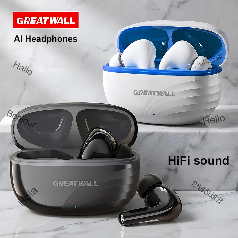 GREATWALL New Wireless Bluetooth Earphones In Ear Stereo Sports Touch Headphones Waterproof Gaming Headset HiFi HD Music Earbuds