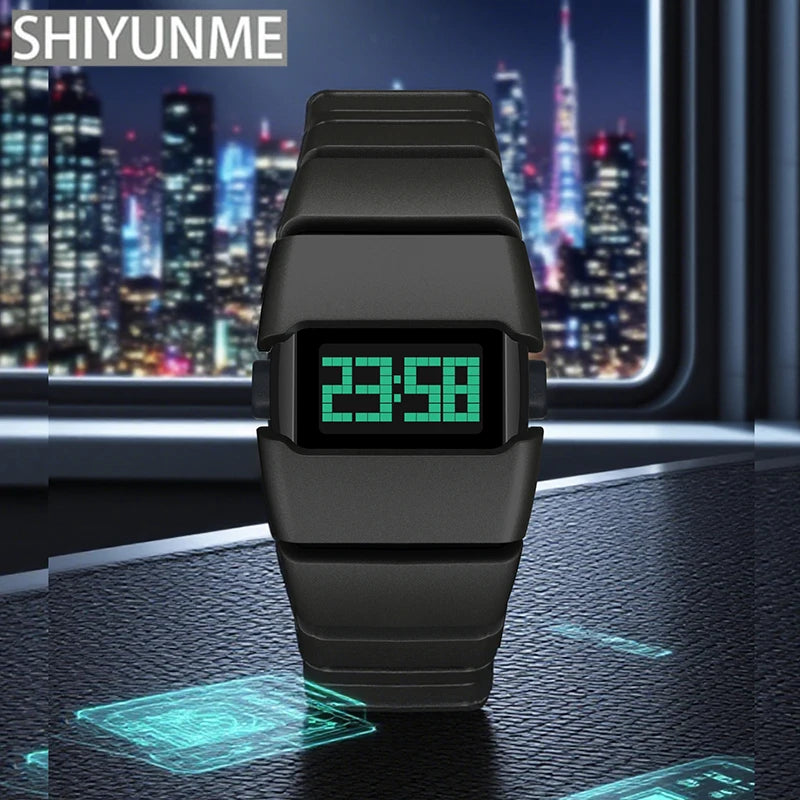 SHIYUNME New Luxury Men's LED Electronic Watch Plastic Material Creative Design Unique Watch Man Casual Sports Waterproof Watch