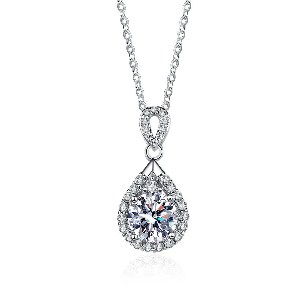 925 Sterling Silver Necklace Pendant Shining water droplet Zircon for Women Wedding Jewelry Engagement Charm Party Gift royal