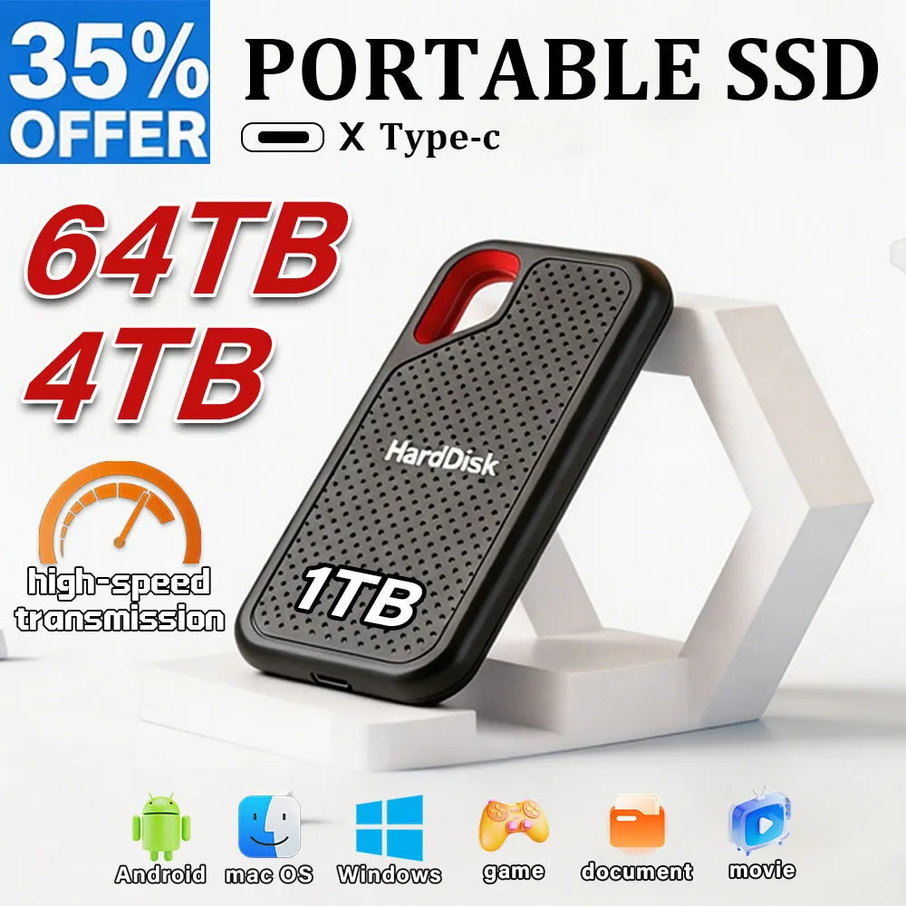 1TB cost-effective external hard drive USB 3.1 high-speed transfer solid-state drive, new portable hard drive suitable for lapto