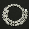 Fashion Men Cuban Link Iced Out Necklace 14MM width Rhinestones Chain Rapper CZ Cuban Chain Necklace Hip Hop Birthday Jewelry