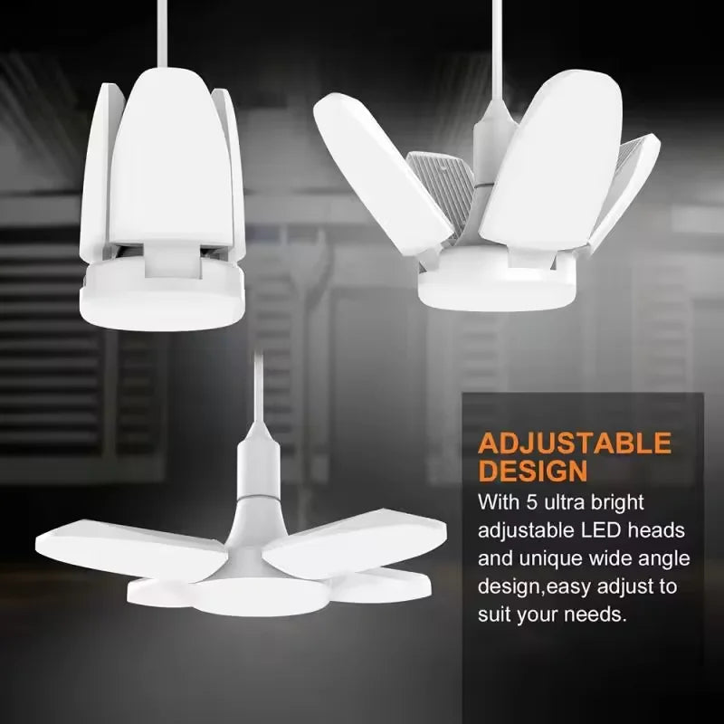 E27 Fan Shape Foldable  LED Bulb AC220V/110V Deformation for Home Ceiling Lights Warehouse and Garage White Leaf Light 6500K