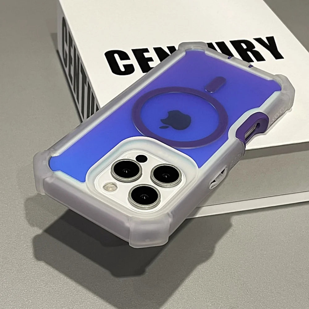 Heavy-Duty Hard PC Reflective Case For iPhone 17 16 15 14 13 Pro Max Plus Magnectic Wireless Charging Protective Defender Cover